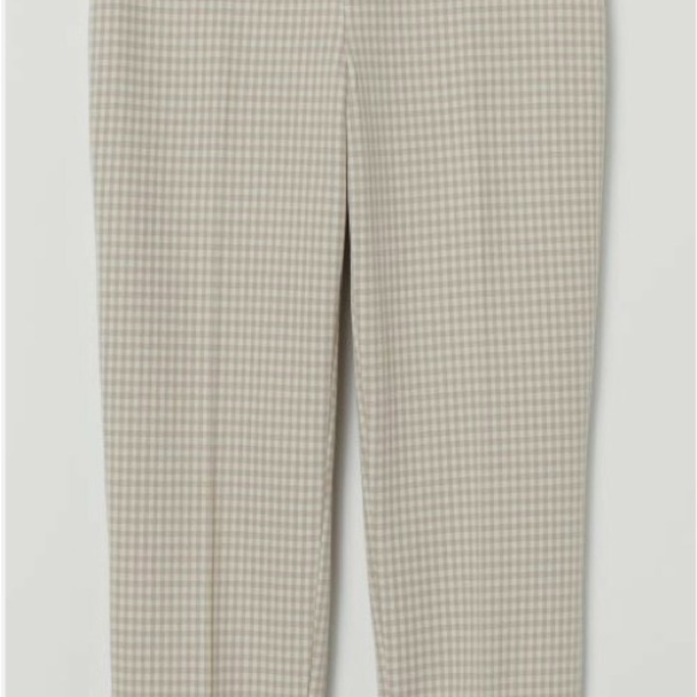 H&M Women's Beige & White
Gingham Flat Front Side Zip Ankle
Pants